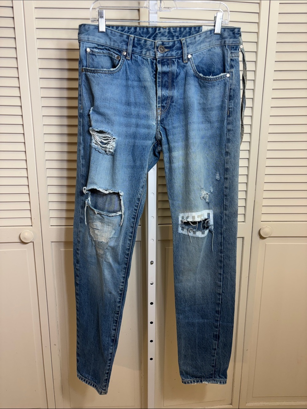 Kith Varick Men's Blue Distressed Slim Jeans Size 32